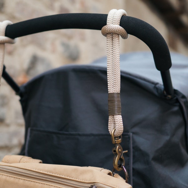 Kinderwagen-Haken Wickeltasche | Handtaschenhalter | Halter Wickeltasche Wickelrucksack | Beige