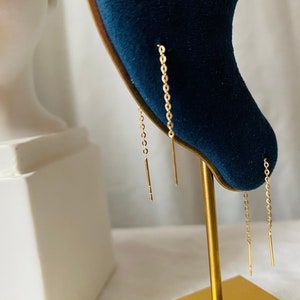 14ct Solid Gold plain chain threader Earrings