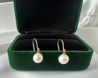 9ct Solid Gold Dainty Pearl Hook Earrings