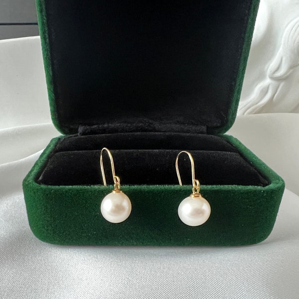 9ct Solid Gold Dainty Pearl Hook Earrings