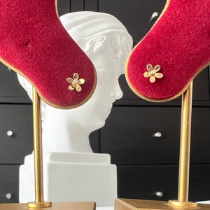 9ct Solid Gold Dainty Small Diamante Five Petal Flower Stud Earrings