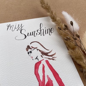 Geburtstagskarte "frischer Wind" | Aquarell-Karten | handgemalt | Miss Sunshine | Sonne | Wind | Gute Laune | Motivation | Auf gehts