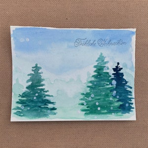 Weihnachtskarte "Winterwald" | Aquarell Karte | handgemalt | Weihnachtsgrüße |