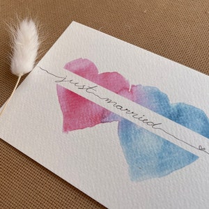 Selbstgemalte Hochzeitskarte | Aquarell Karte | Herzen | Grußkarte | Hochzeit | Liebe | Postkarte