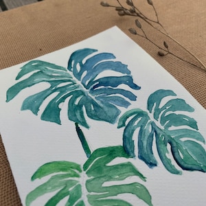 Handmade Grußkarte "Monstera Pflanze" | Aquarell Karte | Boho | Grußkarte für jeden Anlass