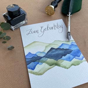 Geburtstagskarte "Berglandschaft" | Aquarell-Karten | handgemalt | Grußkarte | Happy Birthday | Freiheit | Abenteuer