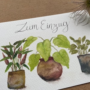 Aquarell Karte "Happy new Home" | Zum Einzug | Selbstgemalte Karte | Grußkarte | neue Wohnung