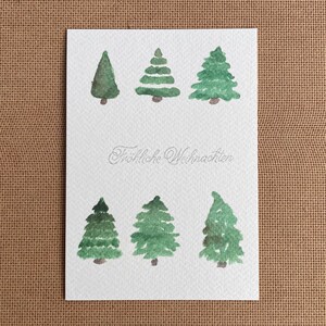 Aquarell Karte "Tannenbäume" | Weihnachtskarte | handmade | Postkarte |