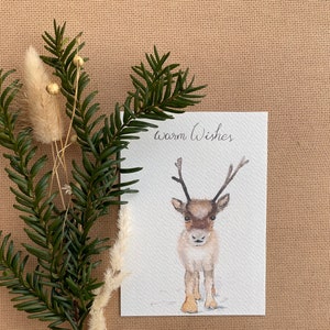 Postkarte "Rentier Baby" | Weihnachtskarte | Aquarell Karte | Selbstgemalt |
