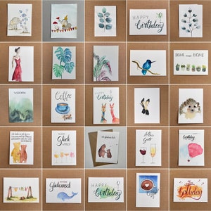 Aquarell Karten-Set | 3er, 5er, 10er Set | Stelle dir dein individuelles Karten-Set selber zusammen | Geburtstagskarten-Set | Postkarten-Set