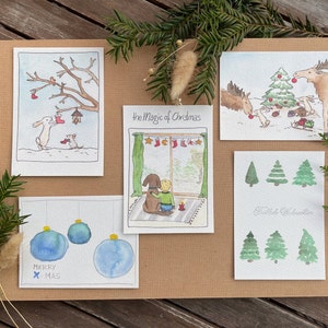 Weihnachtskarten-Set l Freie Wahl | 5er oder 10er Set | Aquarell Karten | Postkarten-Set | handgemalt | Weihnachten