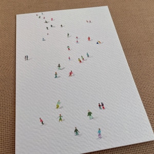 Postkarte "Skiabenteuer" | Aquarell-Karten | handgemalt | Grußkarte | Winter| Ski-Fahren | Berge | Ski Piste |