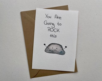 "You're going to rock this" greeting card | Encouragement | Motivating | hand painted | watercolor card | I believe in you | you can do it |