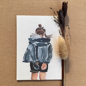 Grußkarte "Alltagsmomente" | Aquarellkarte | Postkarte | Portrait | Jacke| Alltag | Daily-Routine