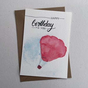 Geburtstagskarte "Heißluftballon" | Aquarell-Karten | handgemalt | Grußkarte | Happy Birthday | luftige Grüße