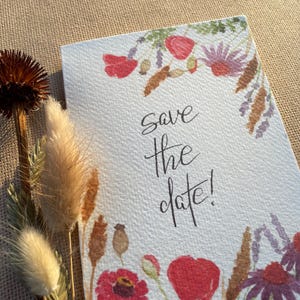 Selbstgemalte und individuelle Hochzeitseinladungskarten "Blumen" | Save the Date | Aquarellkarten | Wiesenblumen | Spätsommer | Gartenfest