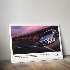 Poster mit BMW E36 M3 Best-Handling-Auto in Amerika