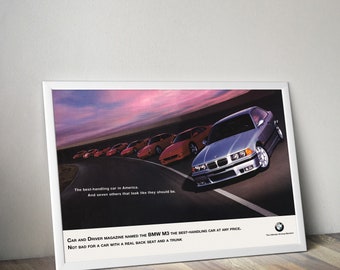 BMW E36 M3 Best handling car in America poster