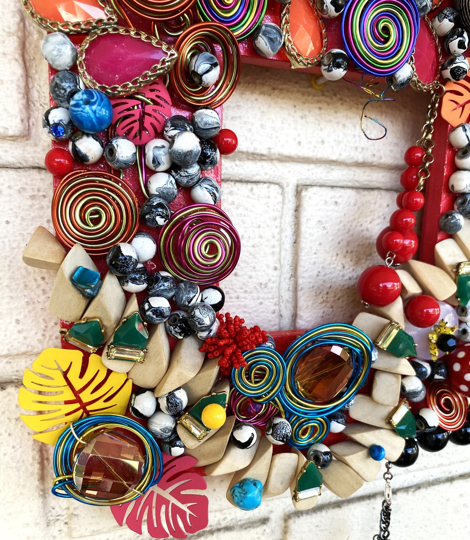 11 X 14 X 3 Jewelry Wall Art With Maroon Frame Etsy