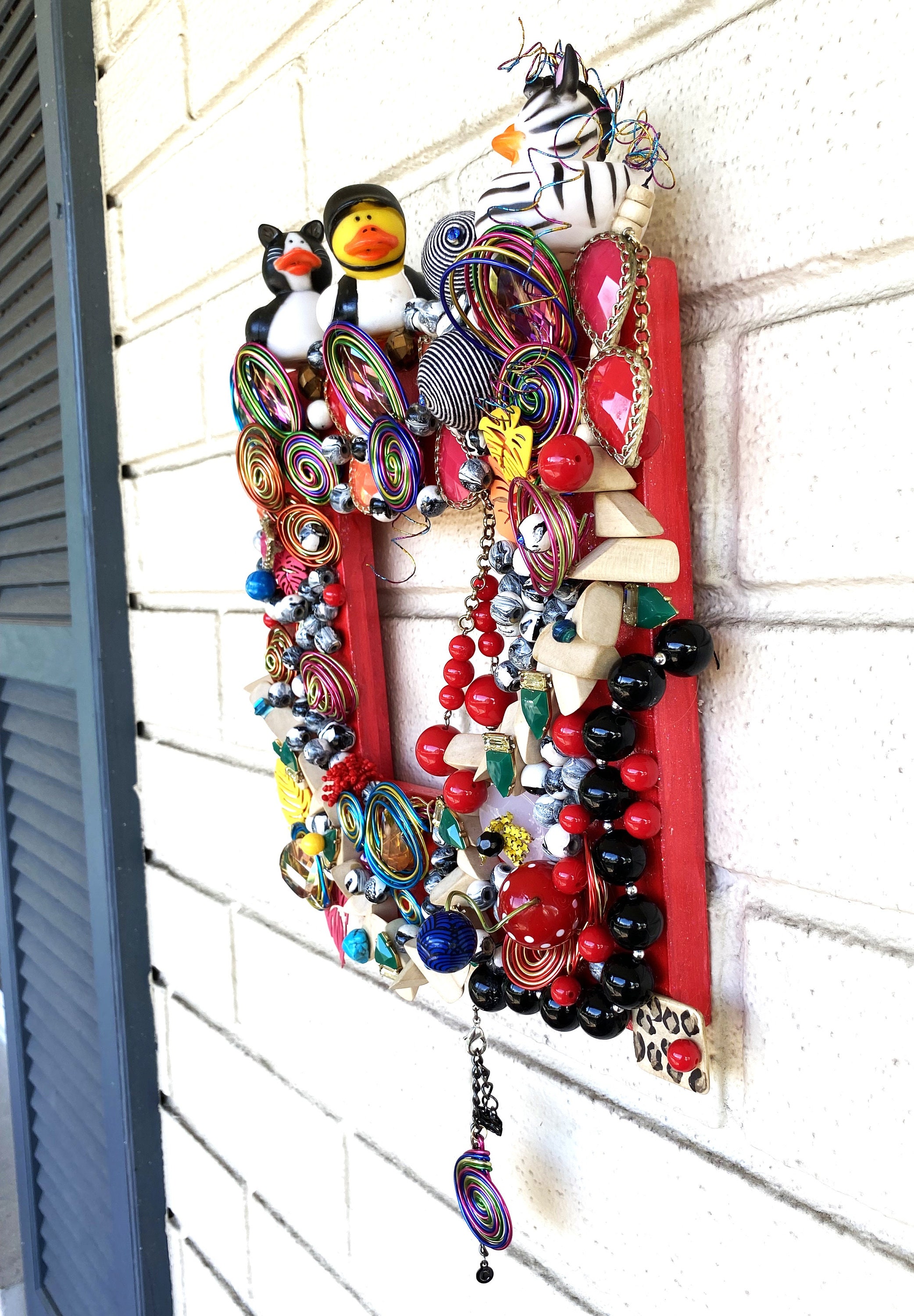 11 X 14 X 3 Jewelry Wall Art With Maroon Frame Etsy