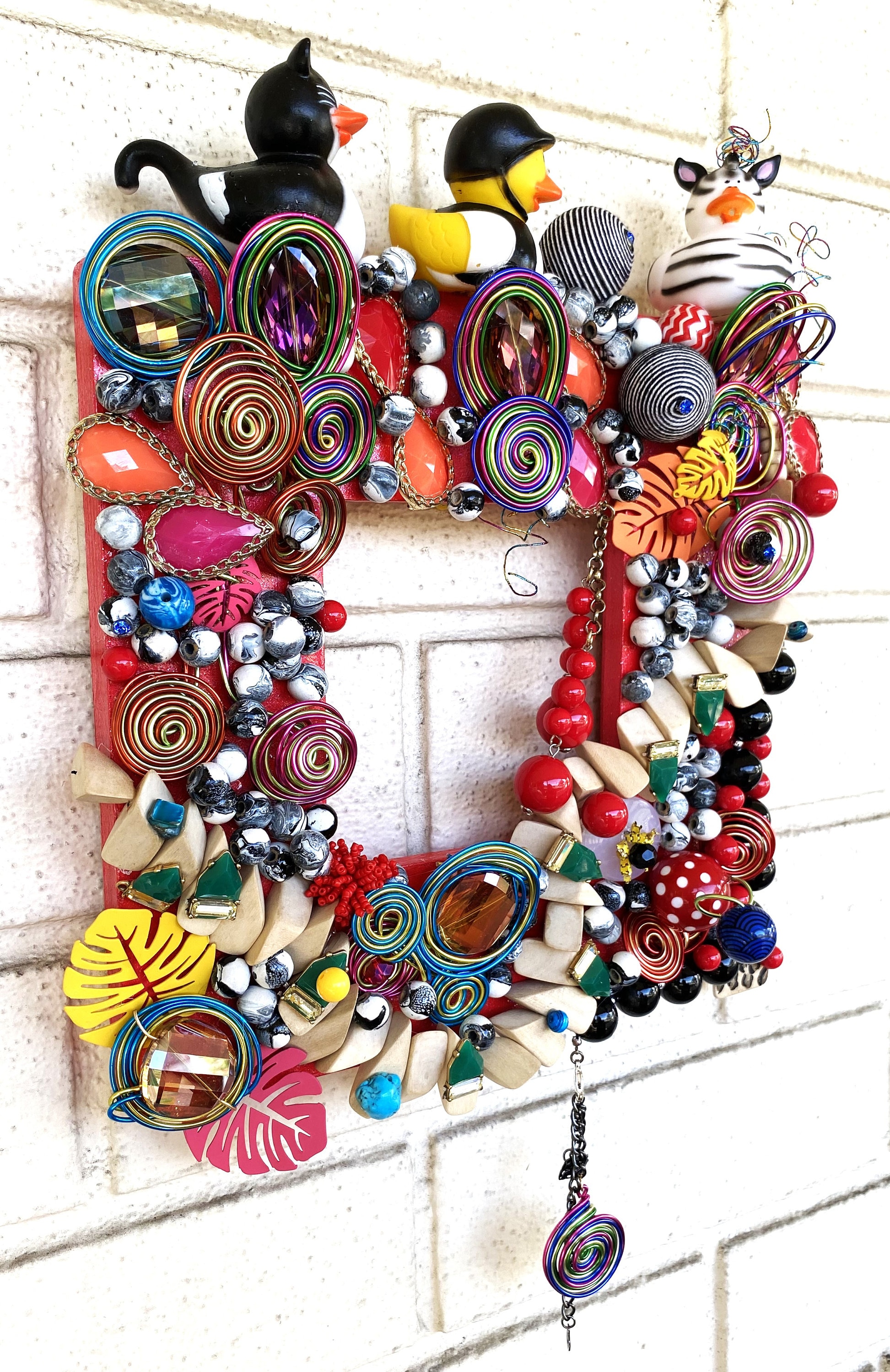 Jewelry Wall Art, Maximalist Frame Art, "duck, Duck, Zebra", Abstract ...