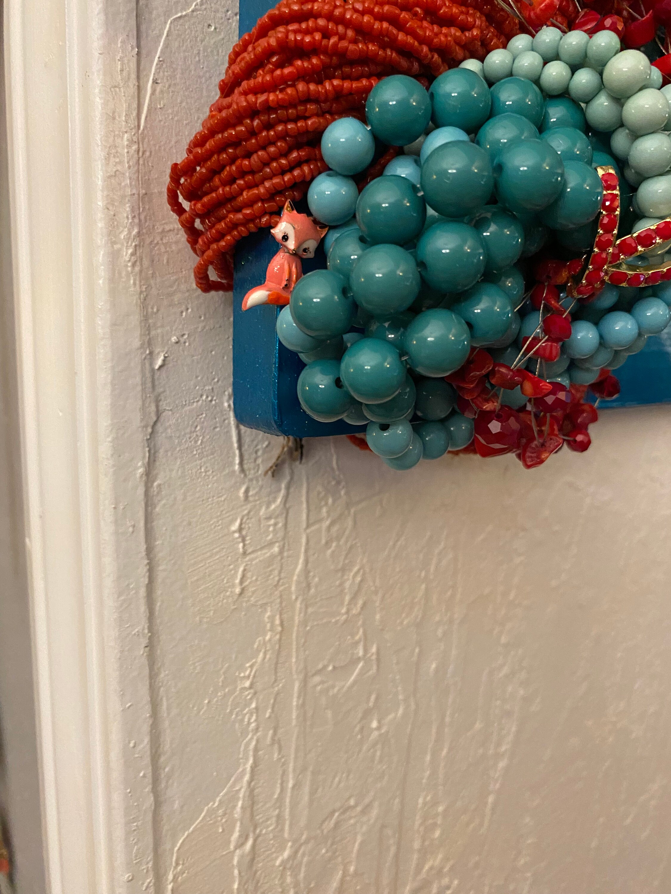 Jewelry Wall Art, Maximalist Wall Art, Upcycled Jewelry Art, foxy