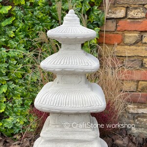 Concrete Zen Garden Ornament Pagoda Statue, Cement Miniature Pagoda For Garden, Yard Sculpture Lantern, Pagoda Figurine for Lawn Ornament