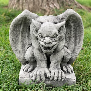 Concrete gargoyle mystic ornament massive Gargoyle figurine stone gargoyle backyard figurine grotesque statue lawn ornament image 1