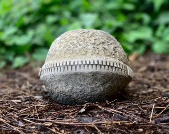Decorative Stone Garden Concrete Ball, Detailed Outdoor Statue Ornament, Concrete Bowl, Cement Abstract Figure, Bird Lover Gift