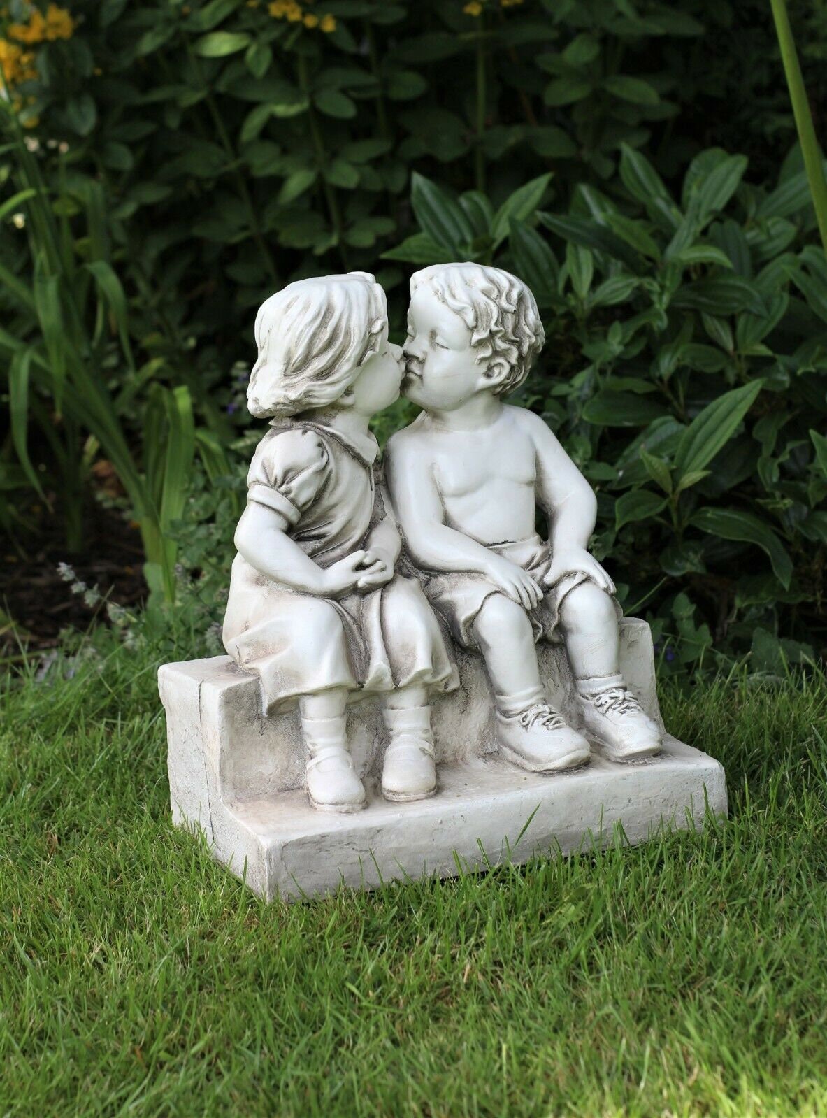 Boy and Girl Concrete Statues Kissing Kid Statue Cement Etsy