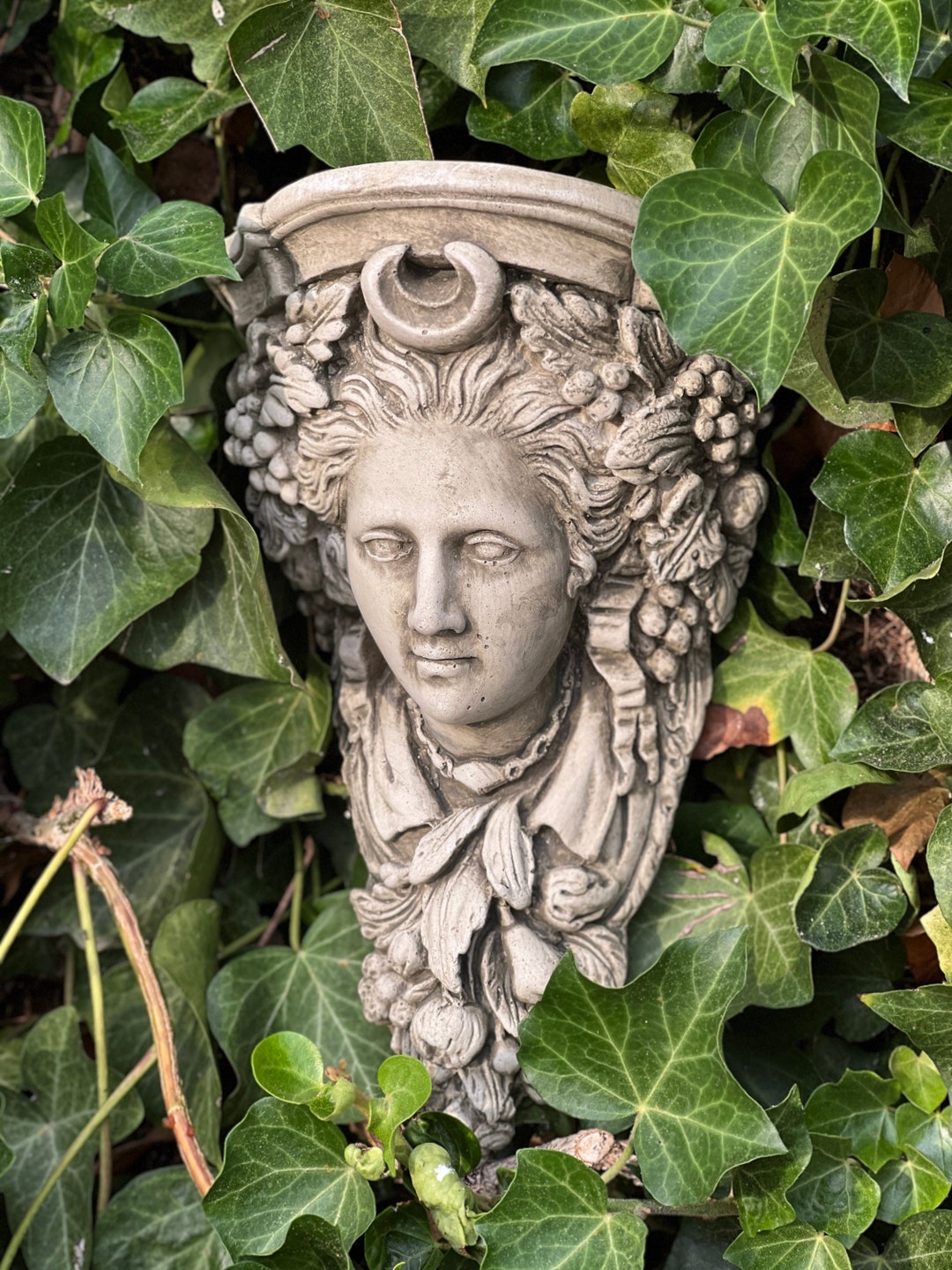 Unique Handmade Concrete Wall Hangers Garden Statue for Your Garden Decor, Woman Bust Statue