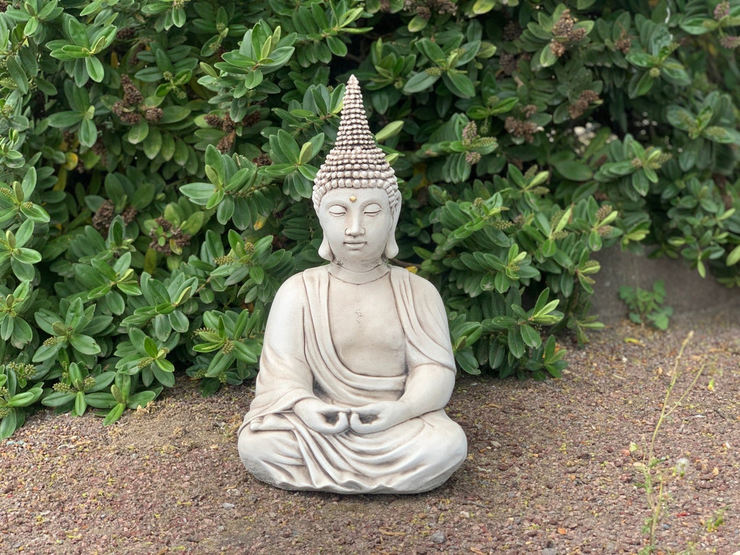 Concrete Zen Garden Sitting Buddha Statue Meditating Stone - Etsy