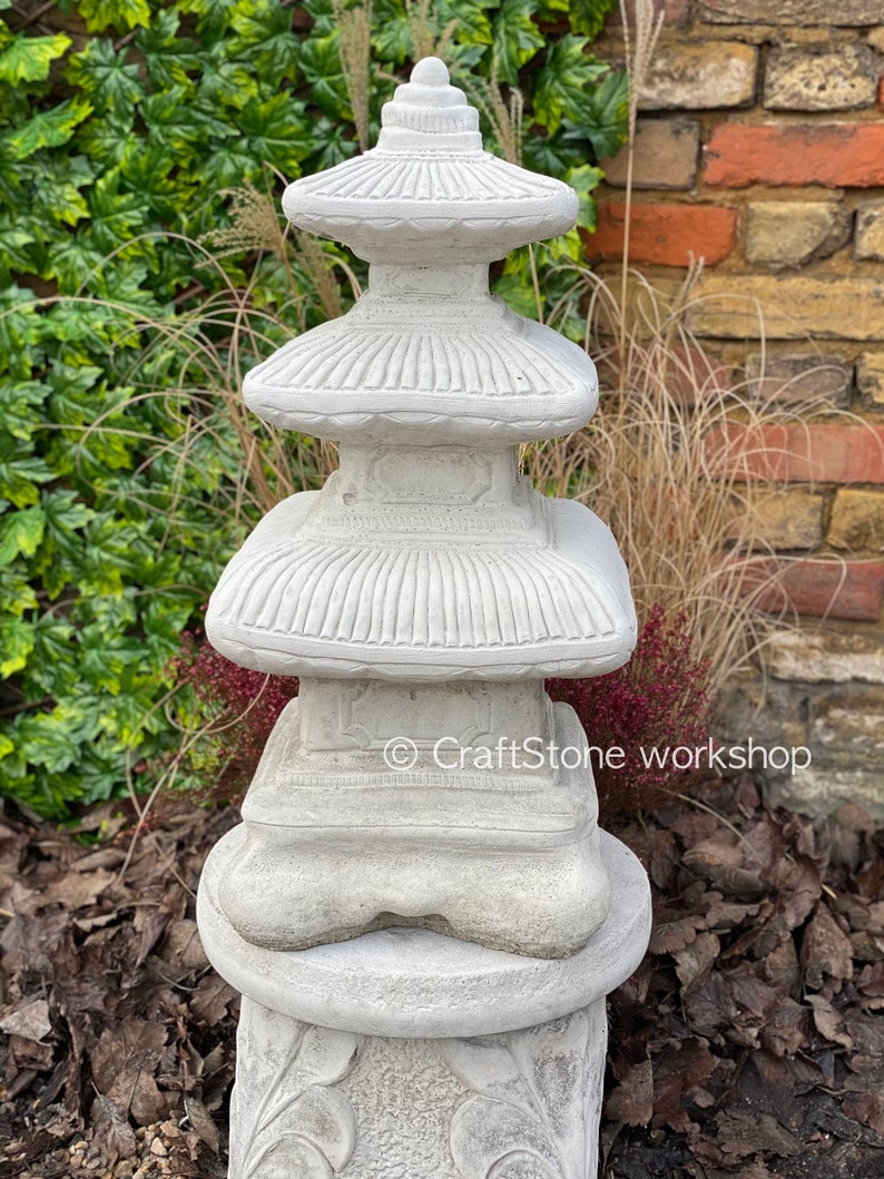 Concrete Zen Garden Ornament Pagoda Statue Cement Miniature Etsy UK