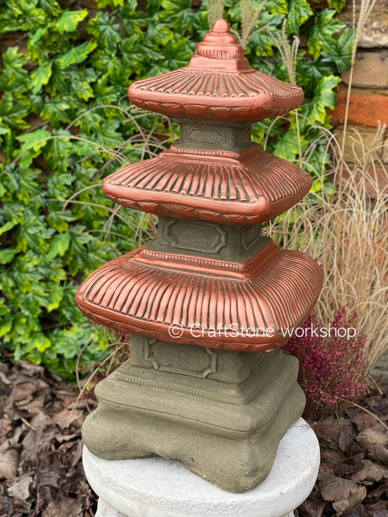 Concrete Zen Garden Ornament Pagoda Statue Cement Miniature Etsy UK