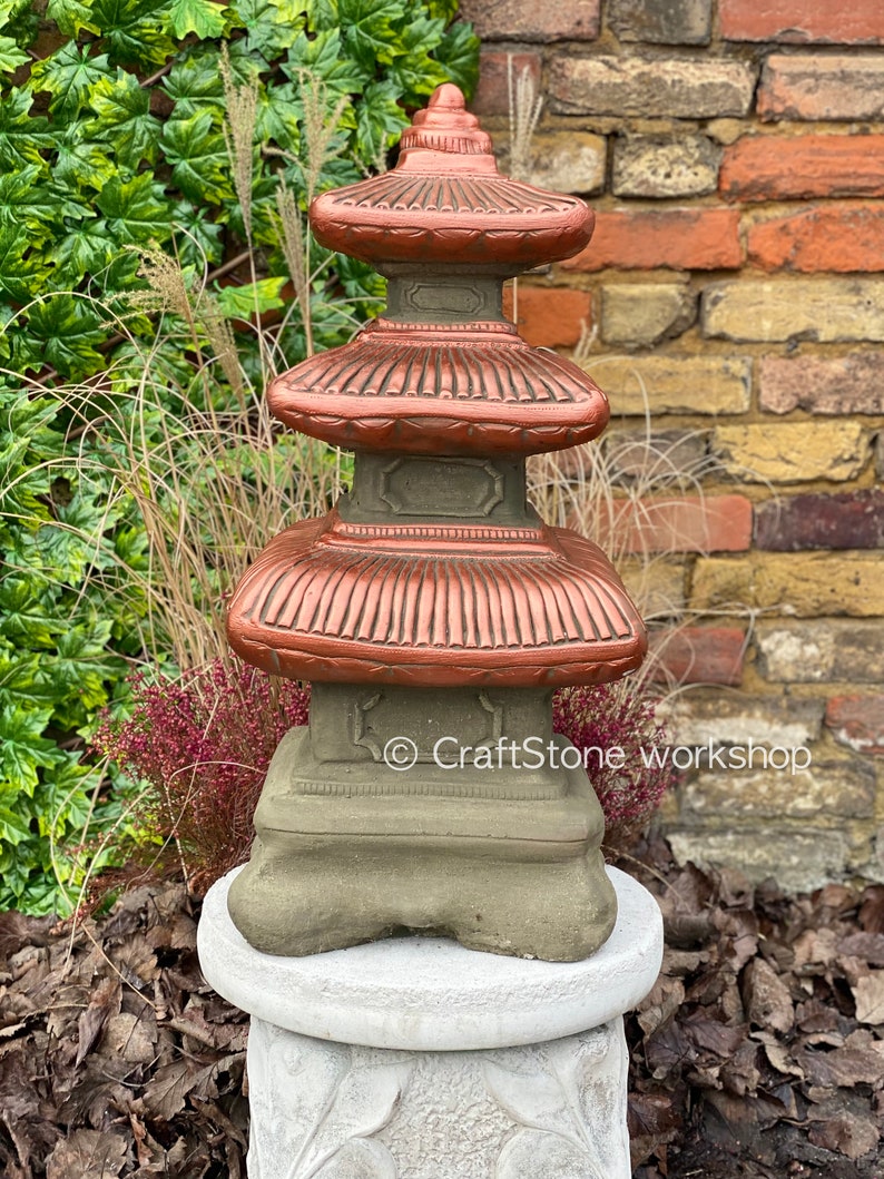 Concrete Zen Garden Ornament Pagoda Statue Cement Miniature Etsy UK