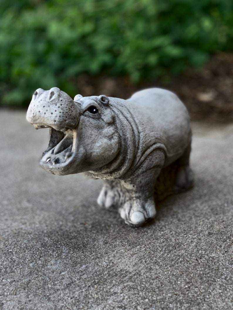Screaming Hippo Garden Statue for Backyard Decor Concrete Etsy