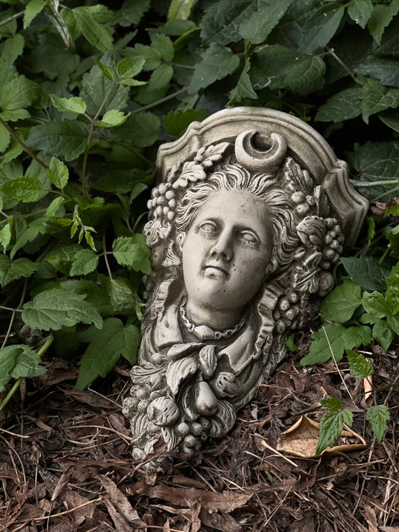 Ornement de Jardin en Pierre - Petit Pot de Fleurs Original - Visage de  Femme