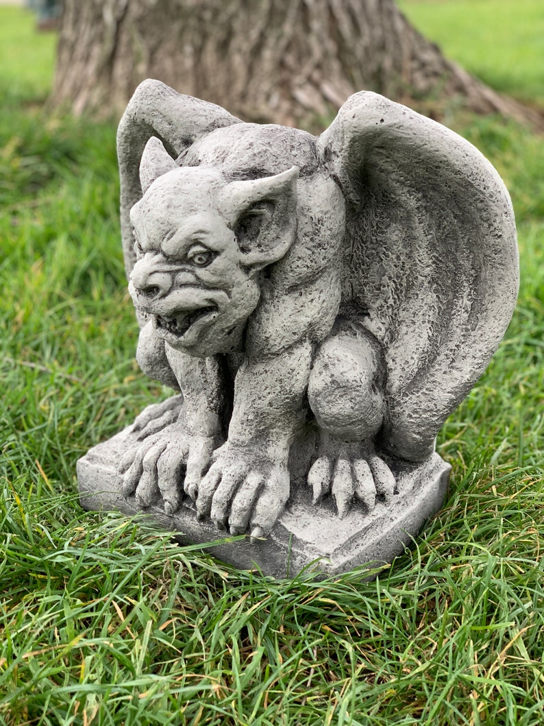 Concrete gargoyle mystic ornament massive Gargoyle figurine stone gargoyle backyard figurine grotesque statue lawn ornament image 2