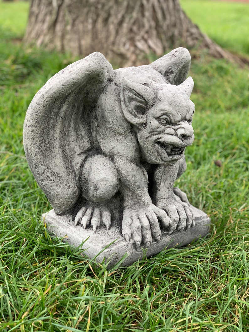 Concrete gargoyle mystic ornament massive Gargoyle figurine stone gargoyle backyard figurine grotesque statue lawn ornament image 3