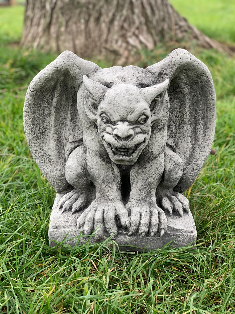 Concrete gargoyle mystic ornament massive Gargoyle figurine stone gargoyle backyard figurine grotesque statue lawn ornament image 6