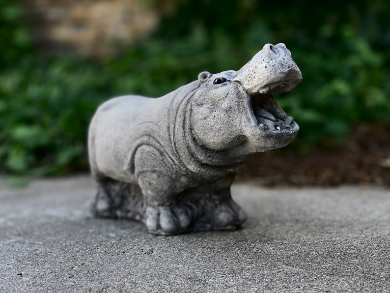 Screaming Hippo Garden Statue for Backyard Decor Concrete Etsy