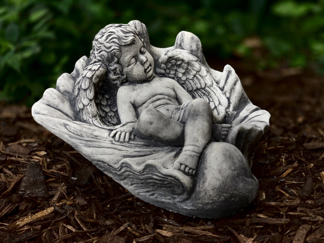 Sleeping Baby Angel Statue Outdoor Decor, Praying Angel Cherub Figurine ...