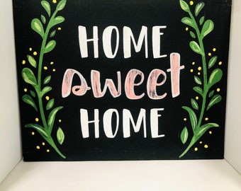 Decorative Weaved Canvas 2PC Wall Hanging 'home sweet home' & Striped Home Decor