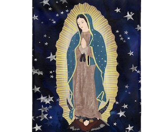 Our Lady of Guadalupe Velveteen Plush Blanket | Religious Gift