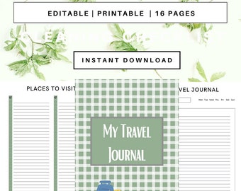 Travel Journal | Travel Itinerary | Editable Travel Journal | Printable Travel Planner