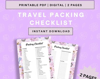 Editable Travel Packing list | Printable Packing List