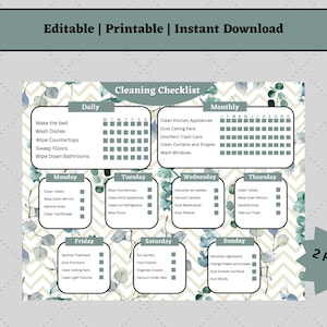 Editable Cleaning Checklist - Etsy
