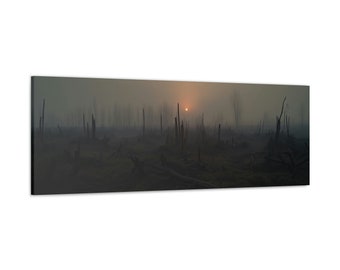 Echoes of War: Panoramic Canvas Print of Bleak World War One No Man's Land Scene