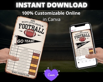 CANVA High School Football Schedule Template,Friday Night Football Template, Football Team Schedule Template, Customizable Schedule, planner