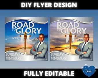 Church Conference Flyer, DIY Church Service Flyer, Canva Church Flyer Template
